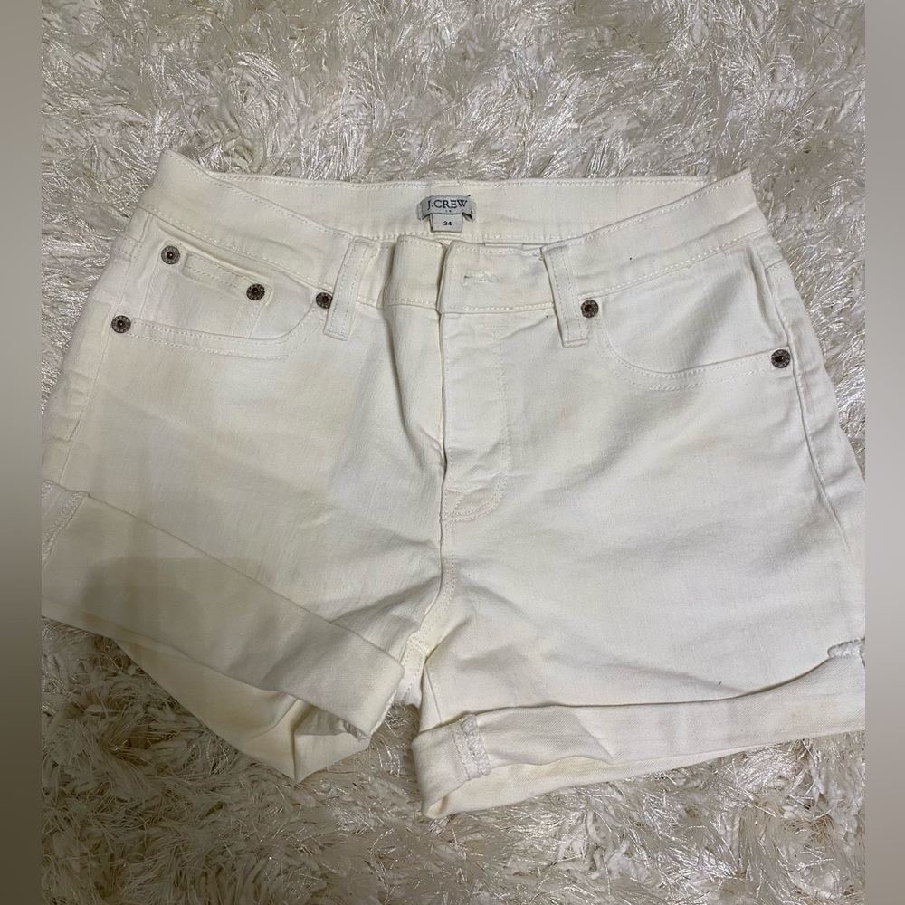 J crew factory classic white denim shorts